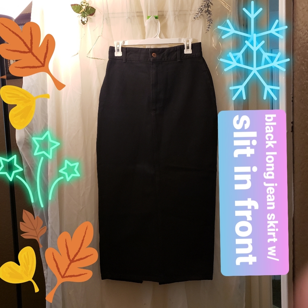 Bongo Black Long Jeans Skirt